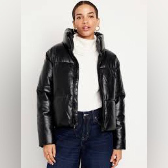 Faux-Leather Puffer Jacket - Picture 2 of 7